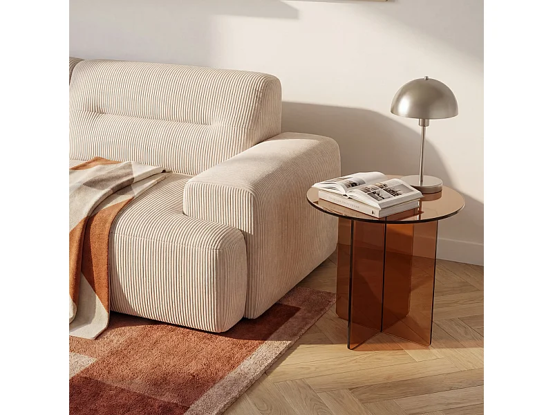 Boston - Table d'appoint ronde en verre ø45cm - Marron