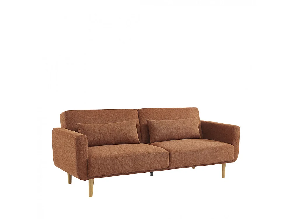 Canapé convertible clic-clac 3 places en tissu orange EMMA