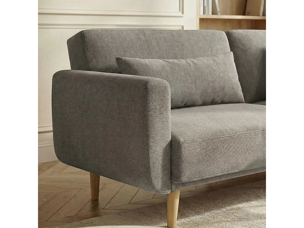 Canapé convertible clic-clac 3 places en tissu gris EMMA