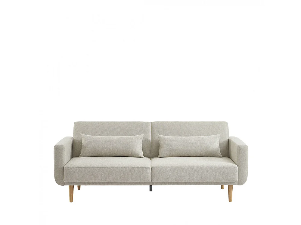 Canapé convertible clic-clac 3 places en tissu beige EMMA