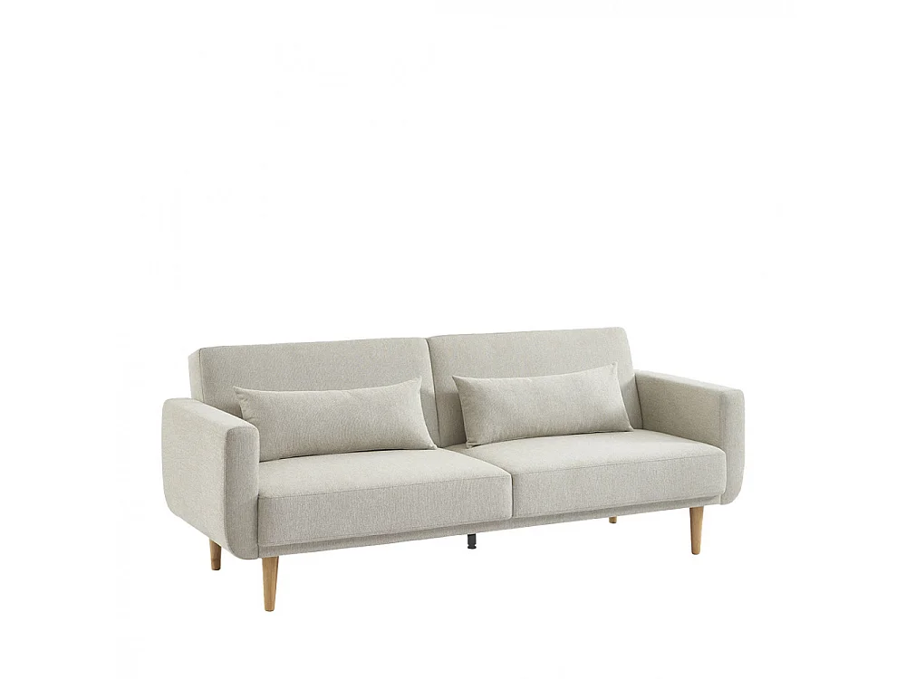Canapé convertible clic-clac 3 places en tissu beige EMMA
