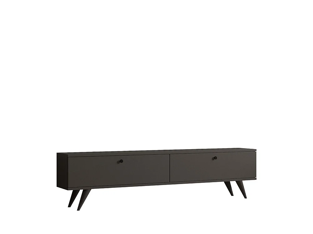 Yara - Meuble TV 2 portes en bois L160cm - Gris anthracite
