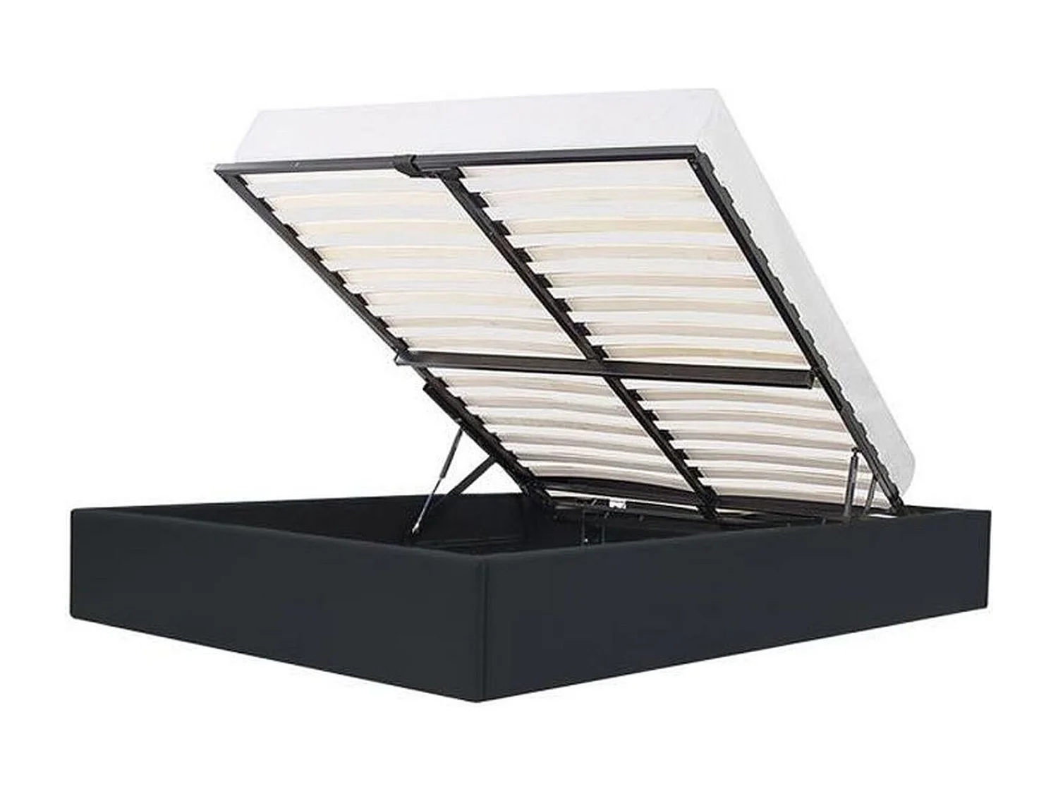 Lit adulte 160 x 200 cm avec coffre de rangement - Simili Noir