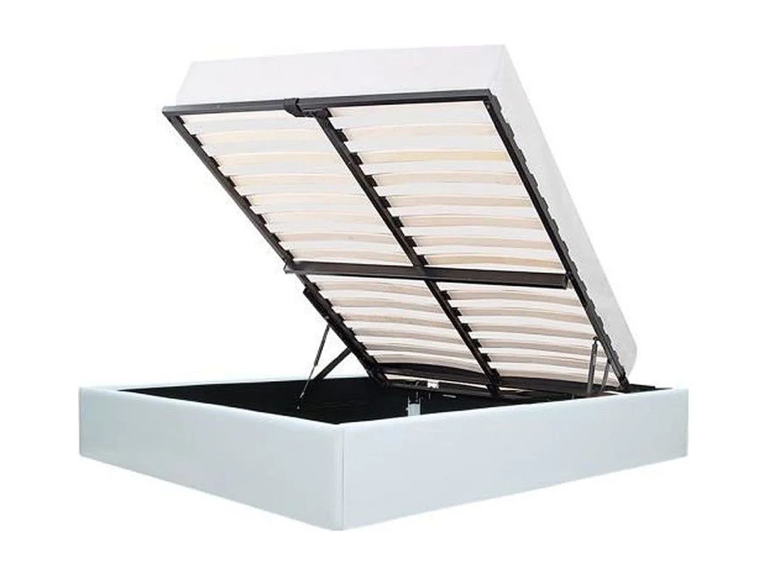Lit adulte en simili blanc 140 x 190 cm avec coffre de rangement