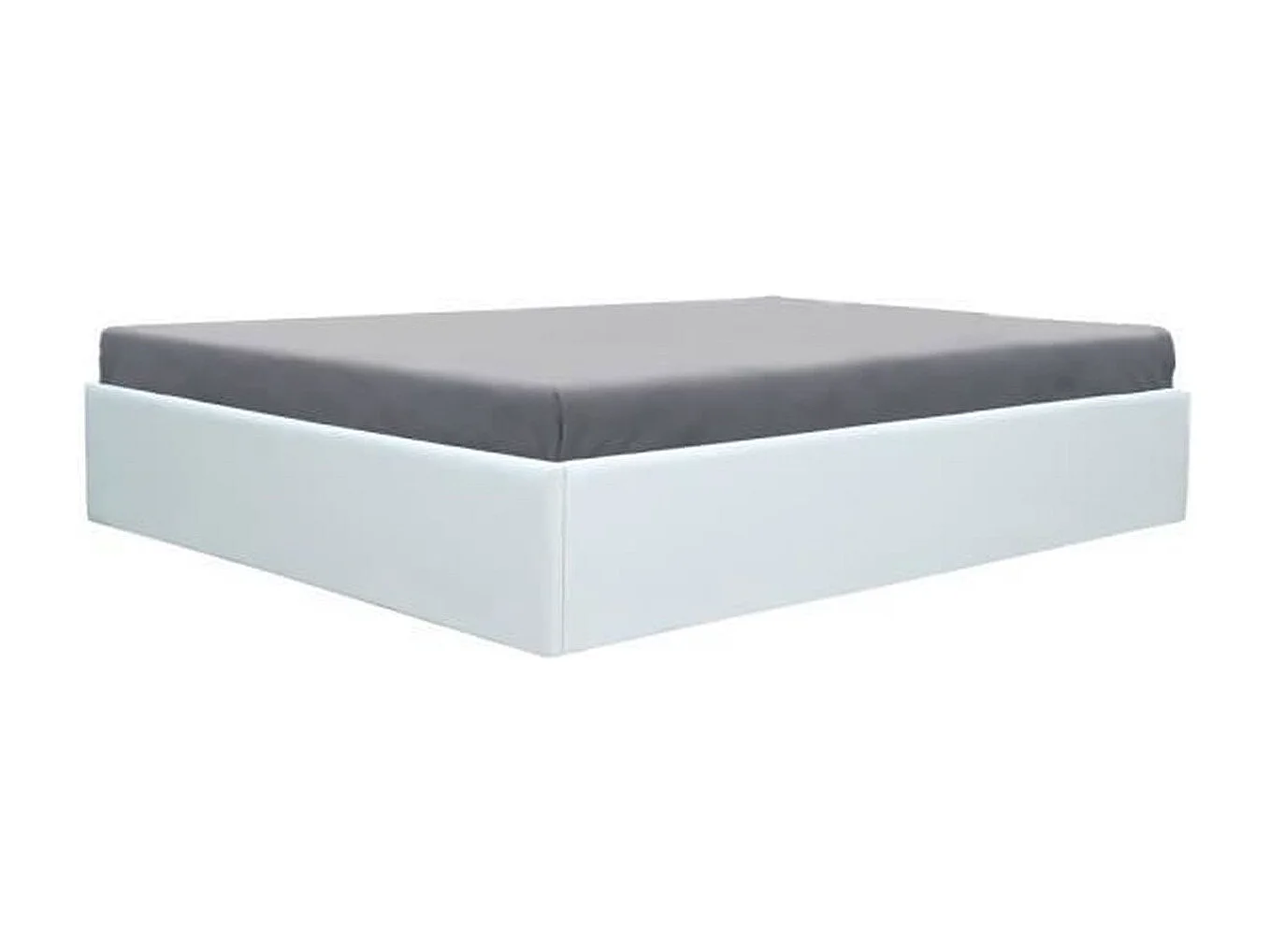 Lit adulte en simili blanc 140 x 190 cm avec coffre de rangement