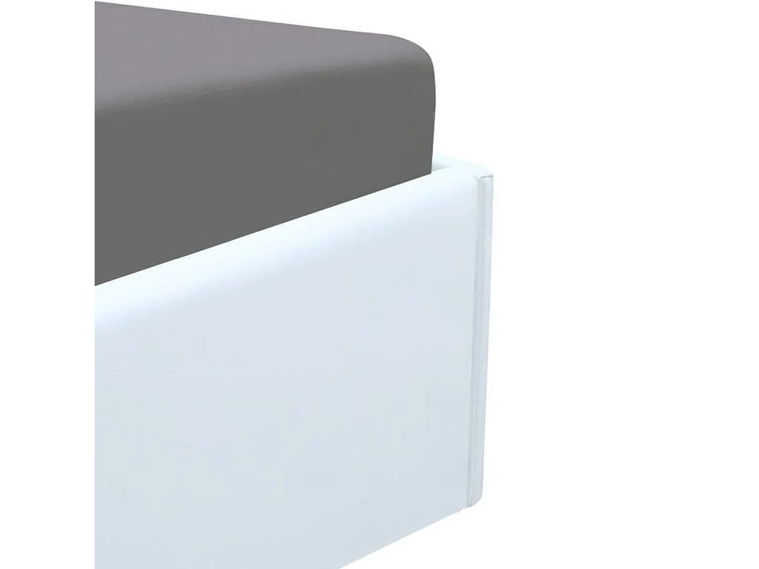 Lit adulte en simili blanc 140 x 190 cm avec coffre de rangement