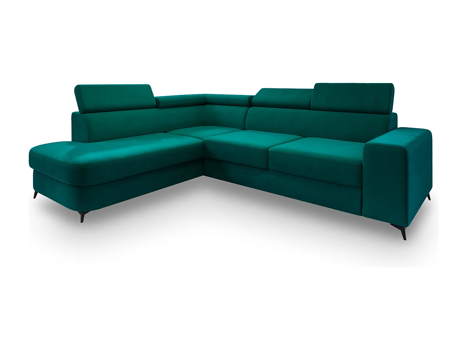 Hoekbank ALVORO van fluweel met slaapfunctie Blau