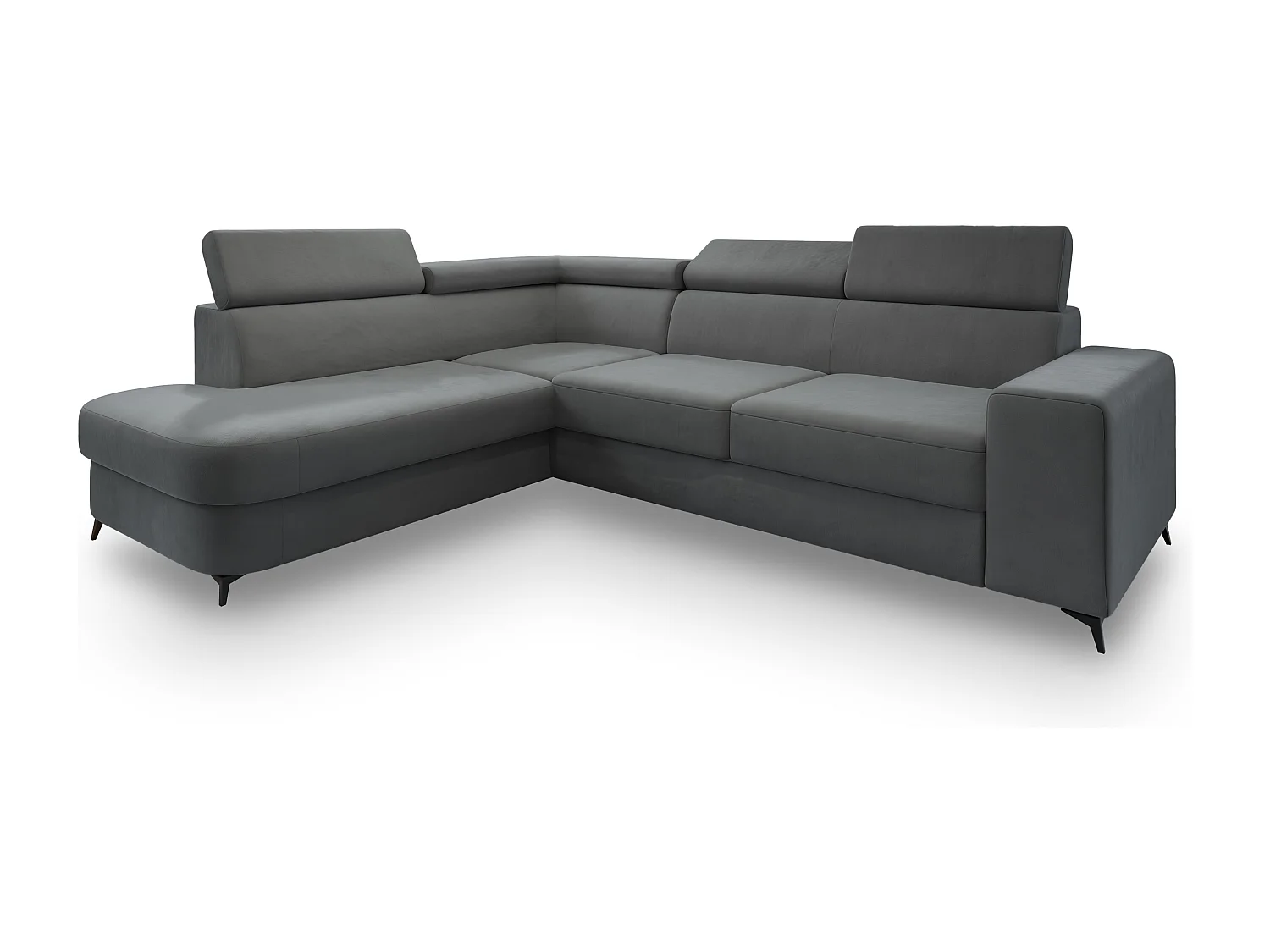 Hoekbank ALVORO van fluweel met slaapfunctie Grau