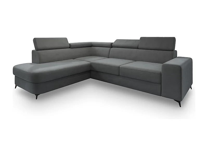 Hoekbank ALVORO van fluweel met slaapfunctie Grau