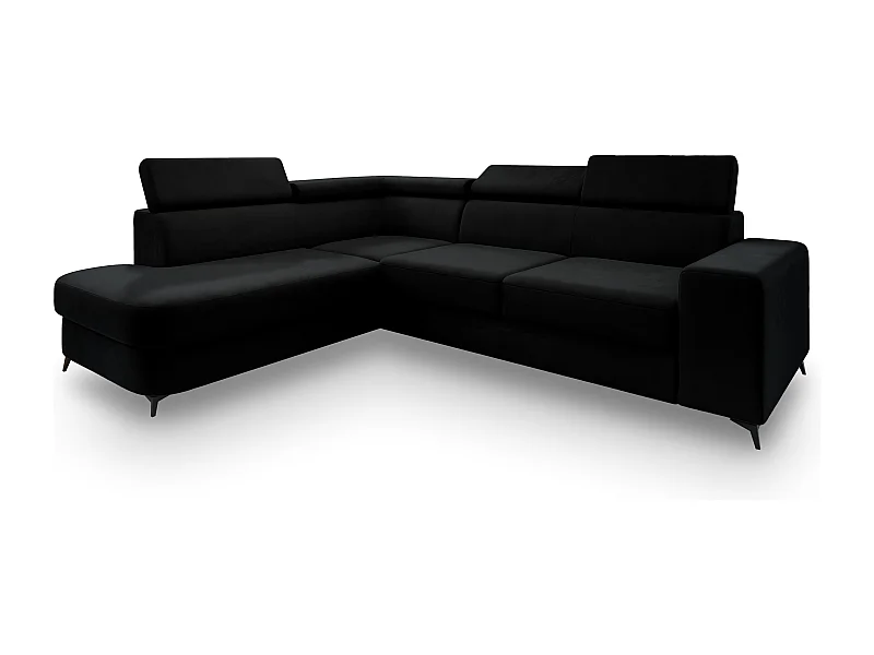 Hoekbank ALVORO van fluweel met slaapfunctie Schwarz