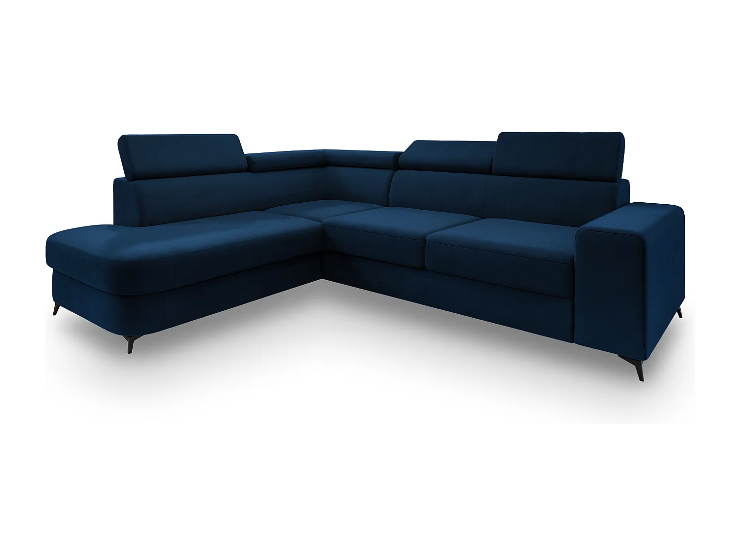 Hoekbank ALVORO van fluweel met slaapfunctie Blau