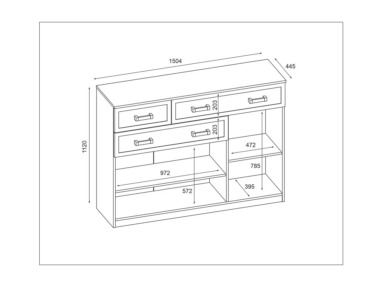 Comò 150 cm di design per soggiorno – Grande capacità, numerosi cassetti e ante, stile moderno ferramenta di alta qualità