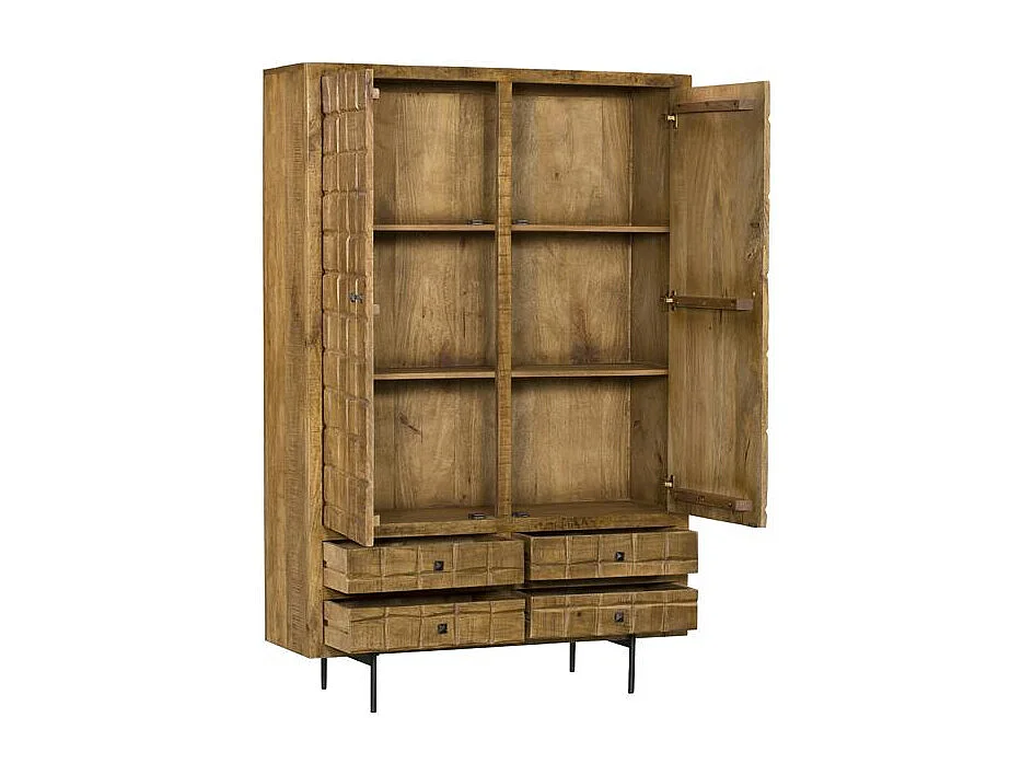 Buffet vaisselier en bois 2 portes décor damier UDA