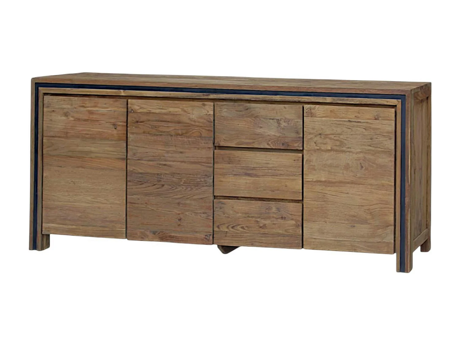 Buffet bois recyclé de teck 3 portes 3 tiroirs VADOD