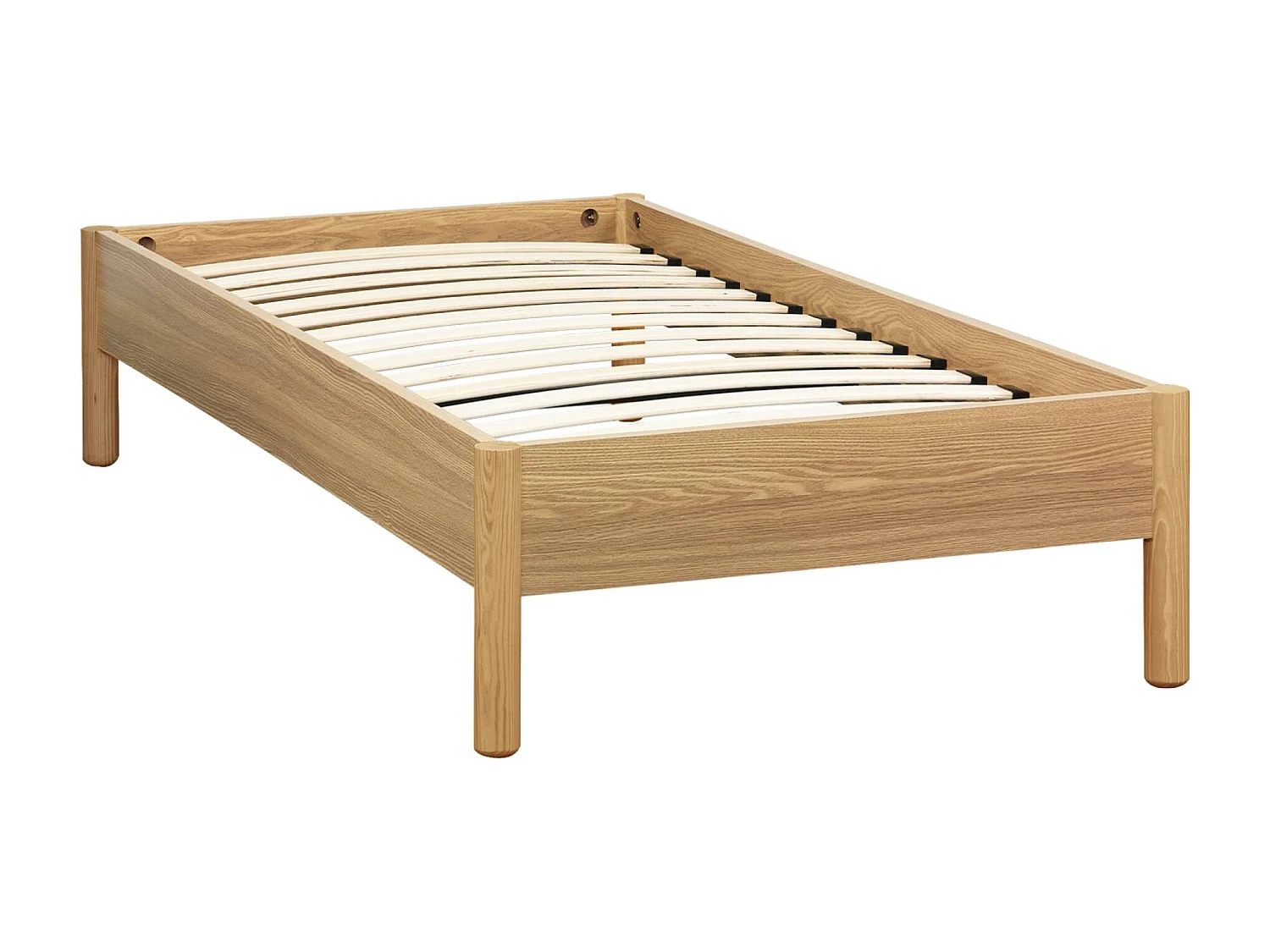 Lit avec sommier à lattes 90x190cm décor bois naturel - Harmony