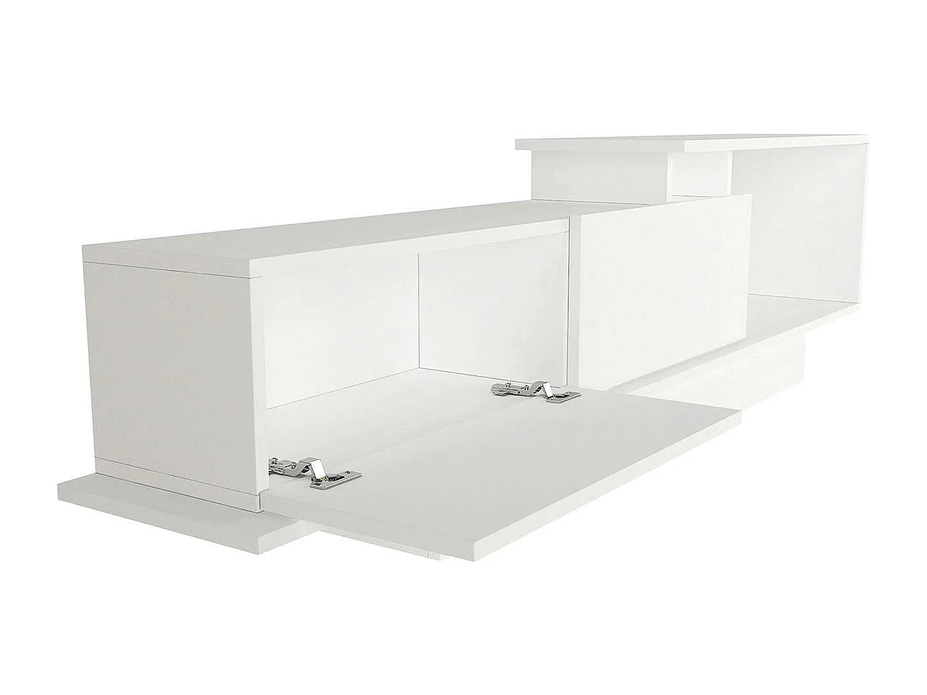 Meuble TV blanc design avec rangement, étagère assortie MARFA