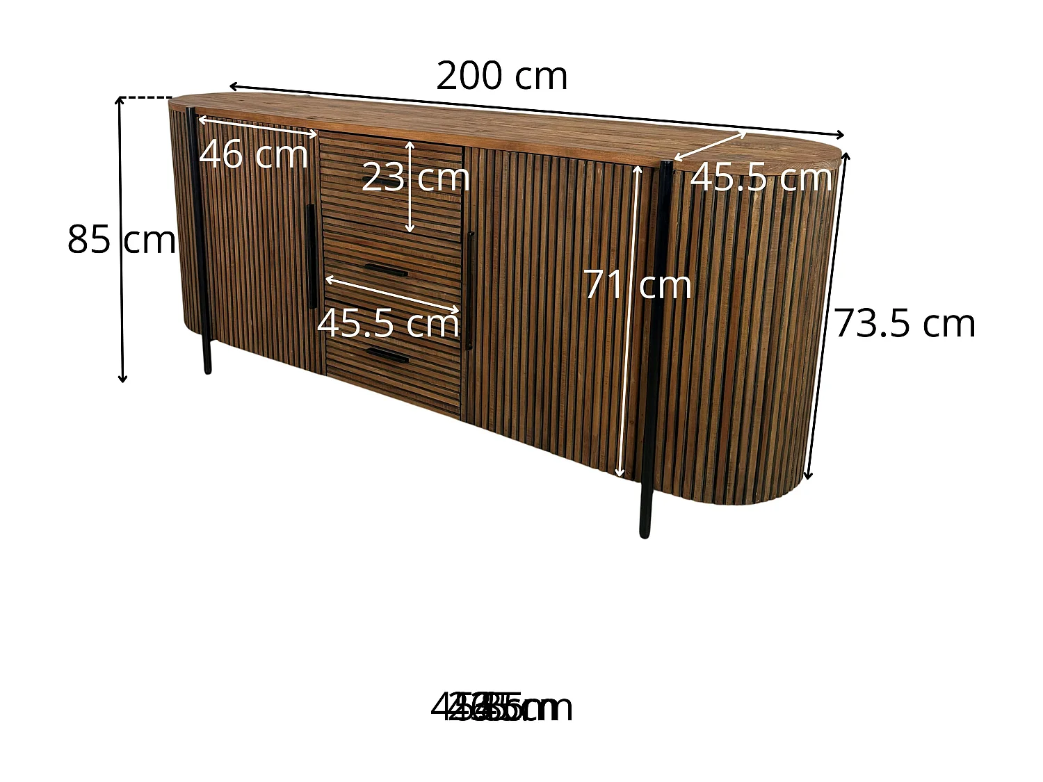 Enfilade 2 portes côtés arrondis bois naturel TRANI
