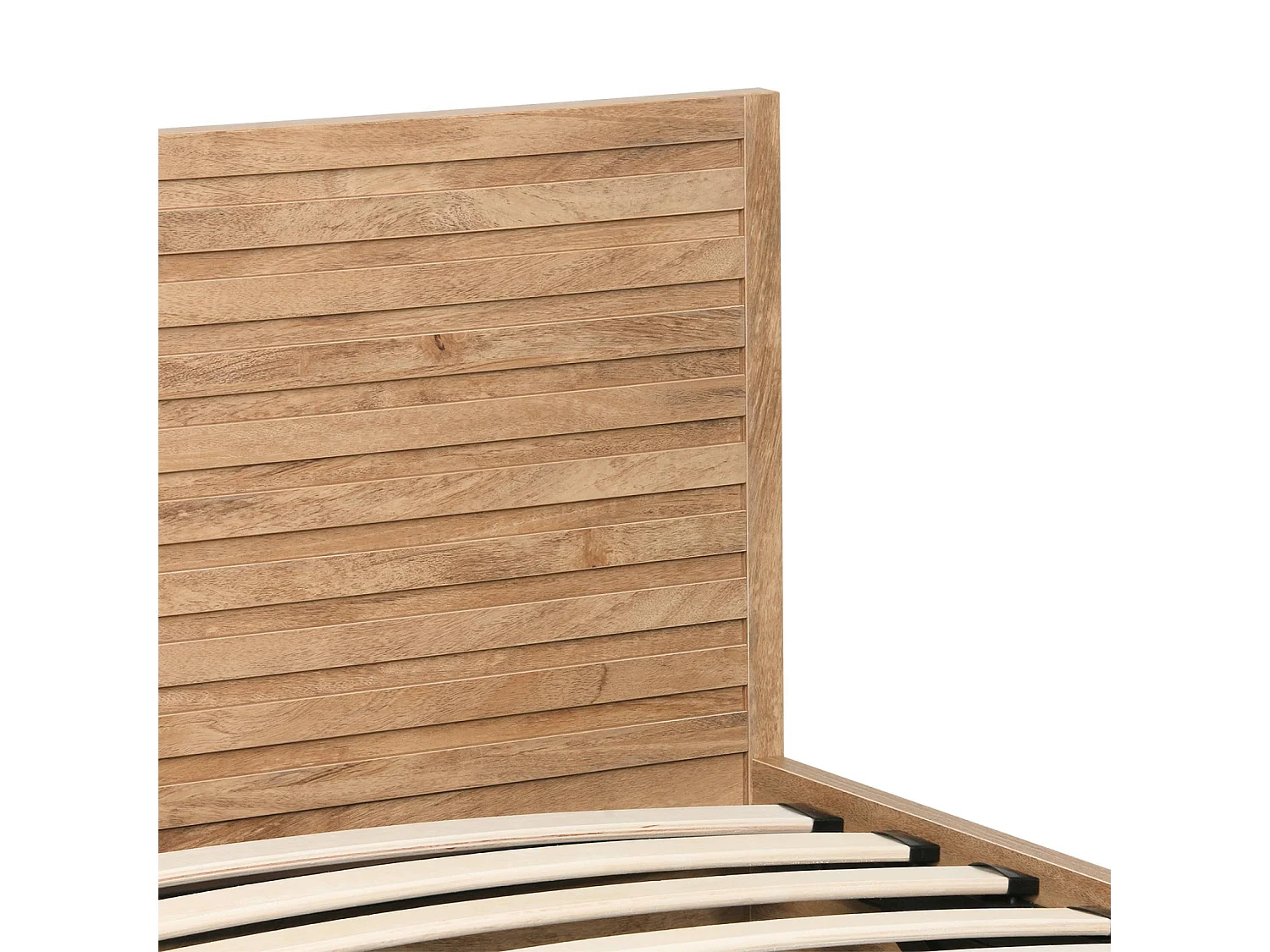 Lit coffre sommier à lattes et tête de lit 90x190cm décor bois naturel - Madere