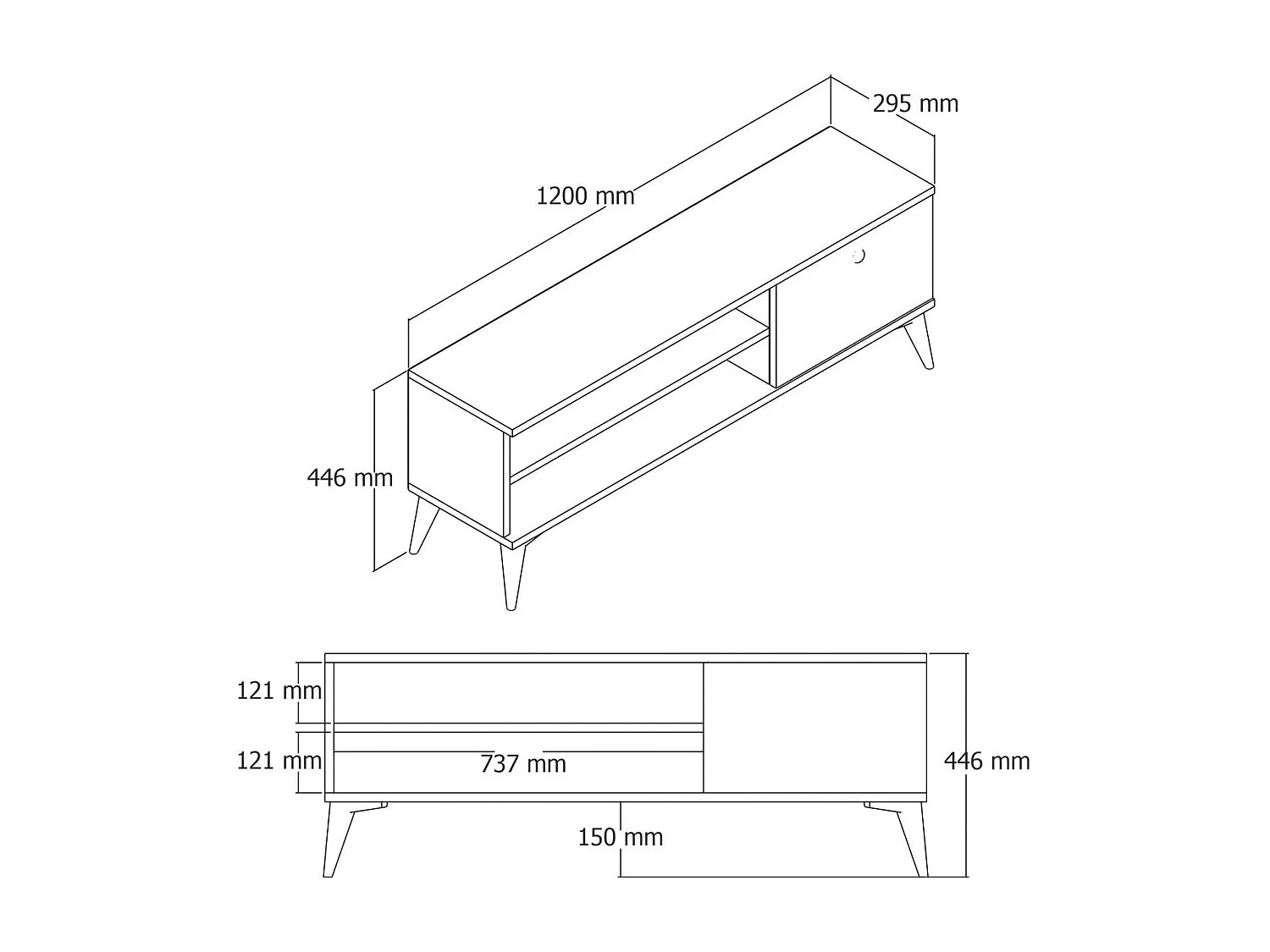 Meuble TV blanc avec rangement 1 porte 2 niches longues UMEA