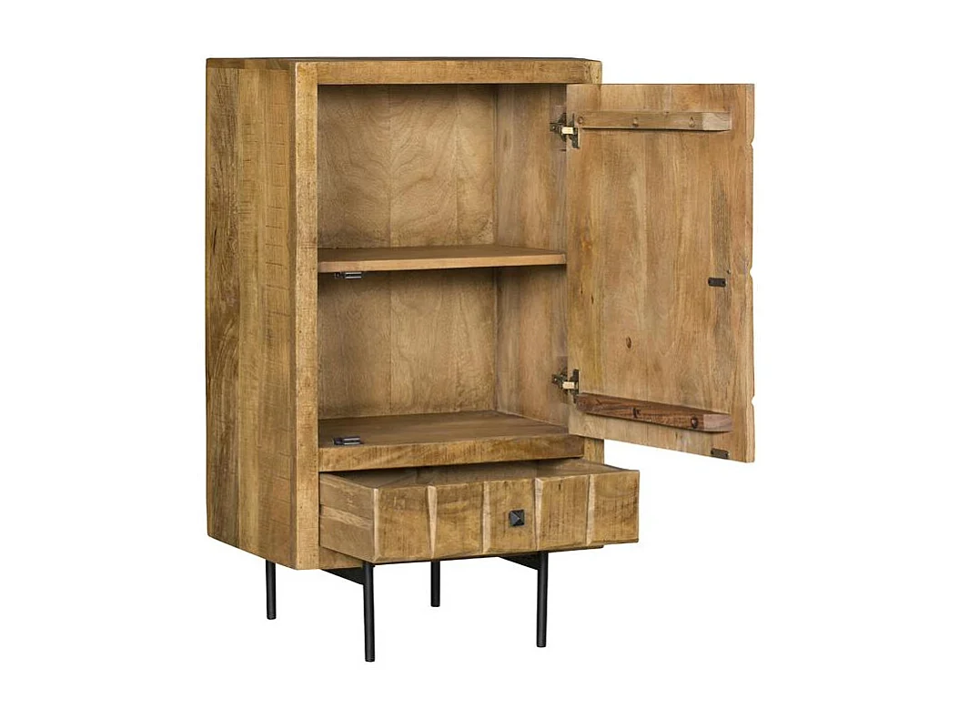 Petit buffet bois 1 porte décor damier UDA