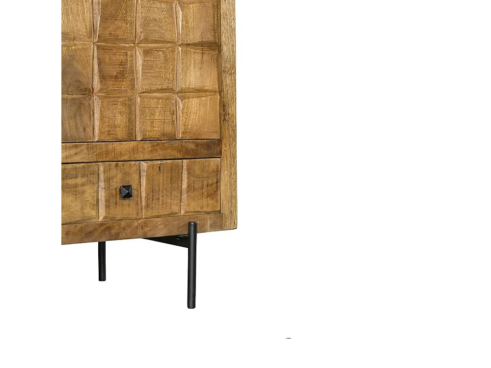 Petit buffet bois 1 porte décor damier UDA