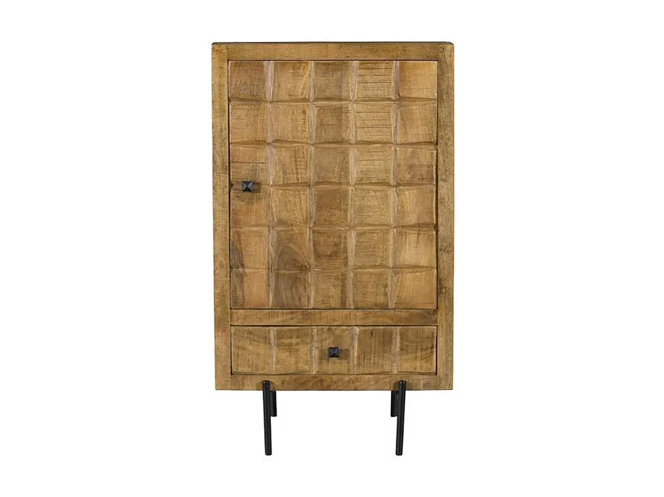 Petit buffet bois 1 porte décor damier UDA