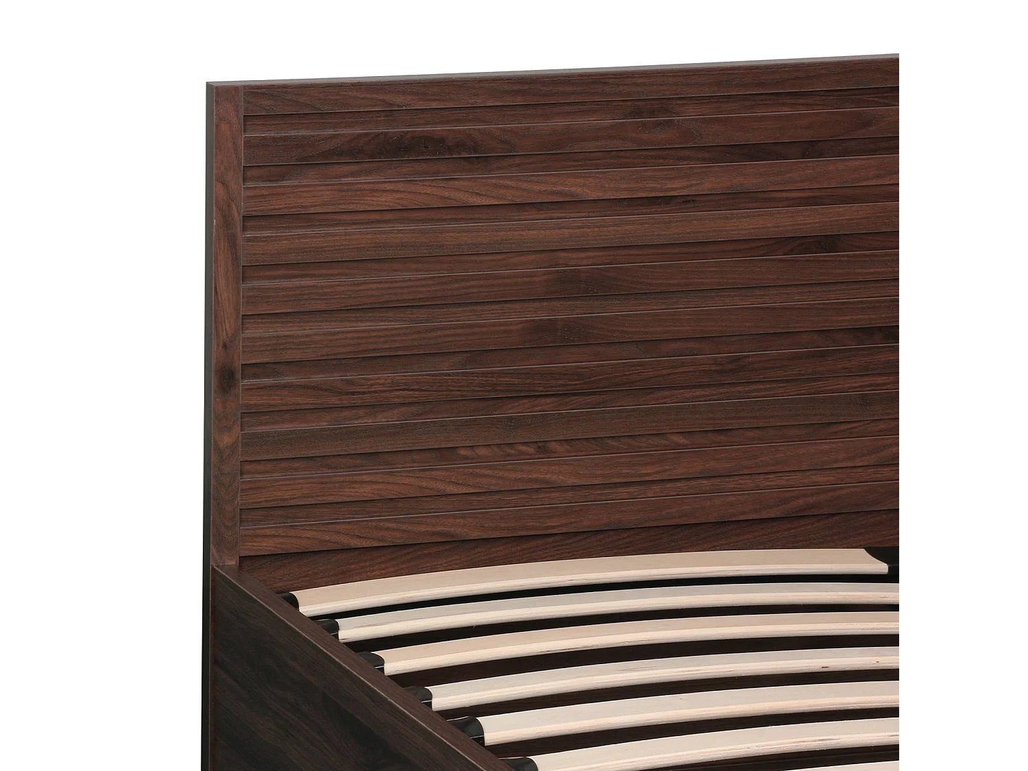 Lit coffre sommier à lattes et tête de lit 140x190cm décor bois noyer - Madere