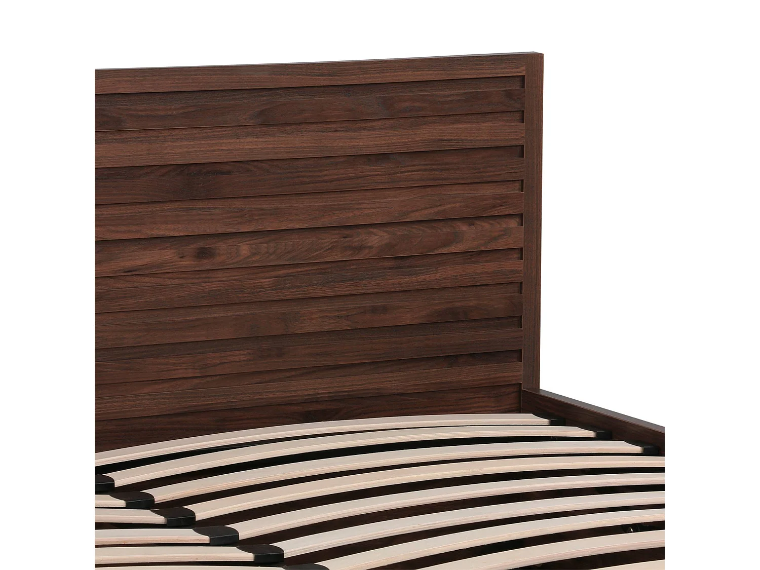 Lit coffre sommier à lattes et tête de lit 160x200cm décor bois noyer - Madere