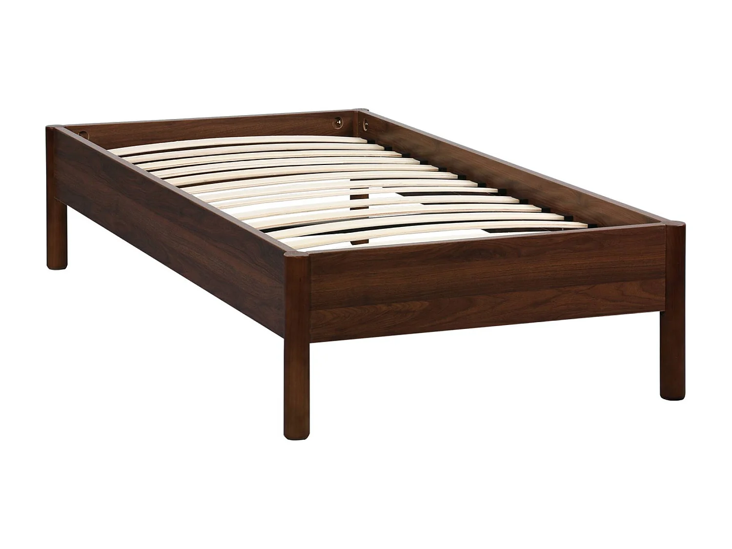 Lit avec sommier à lattes 90x190cm décor bois noyer - Harmony