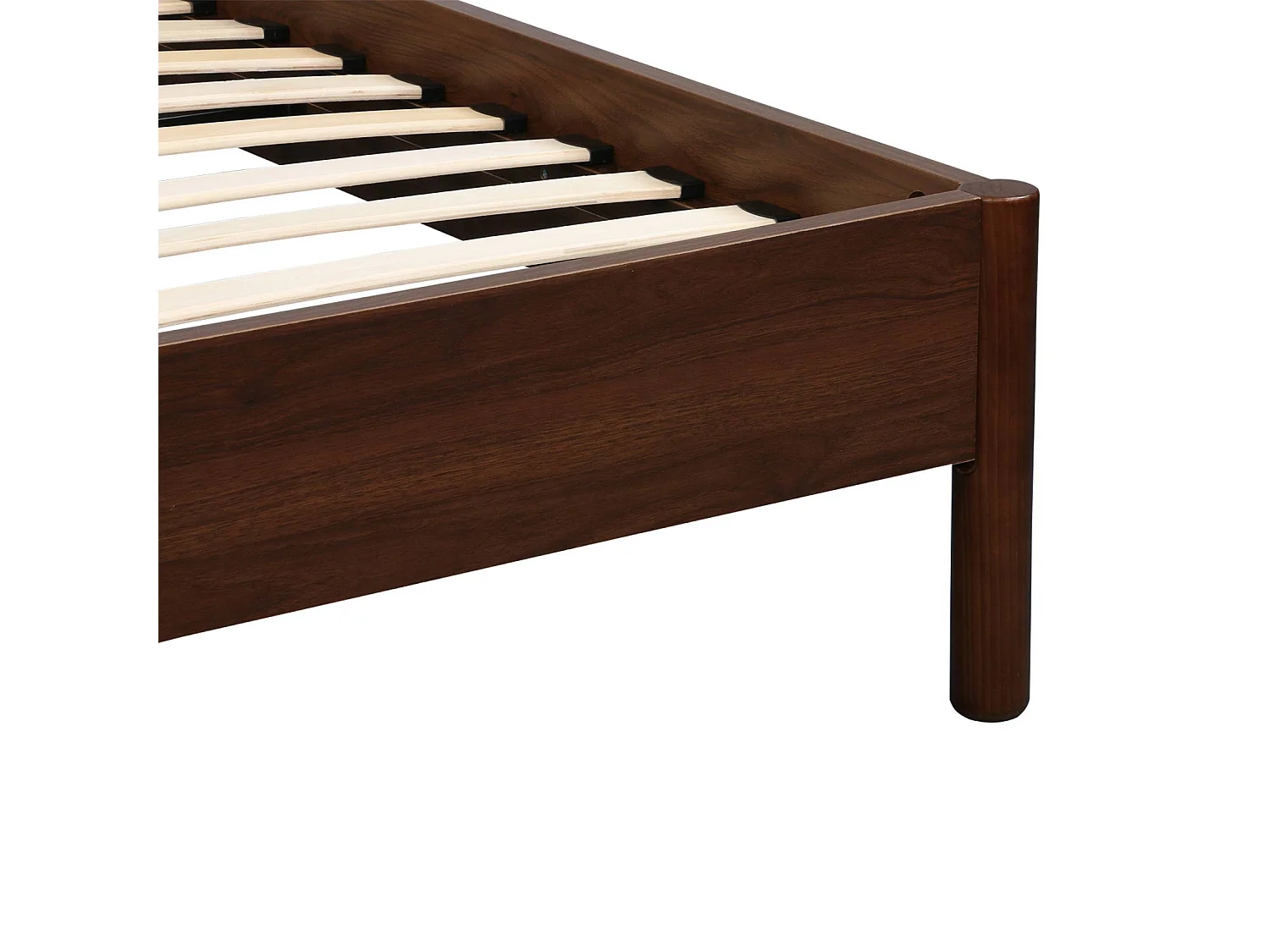 Lit avec sommier à lattes 90x190cm décor bois noyer - Harmony