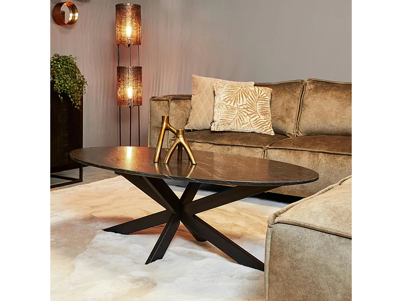 Table basse ovale en marbre noir DUOMO