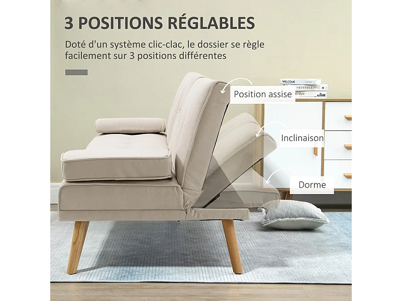 Canapé convertible scandinave SANDRA beige