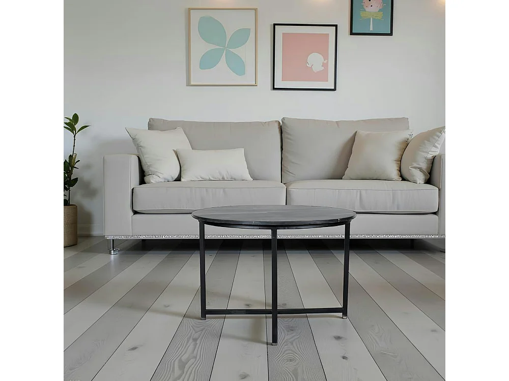 Table basse ronde en marbre noir Ø75 cm DUOMO