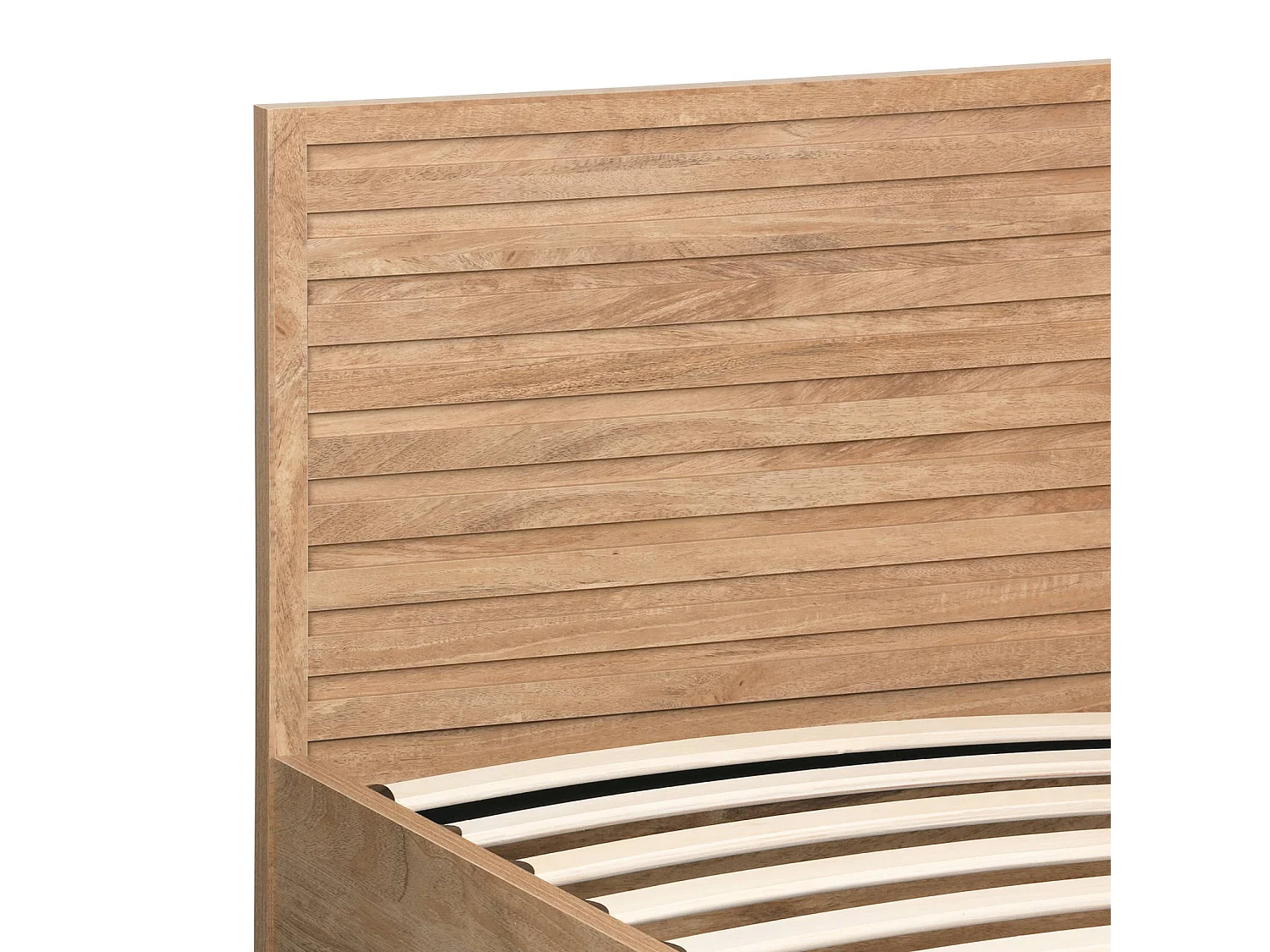 Lit coffre sommier à lattes et tête de lit 160x200cm décor bois naturel - Madere