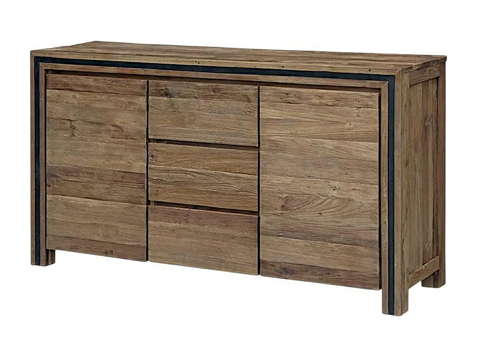 Buffet en bois recyclé de teck 2 portes 3 tiroirs VADOD