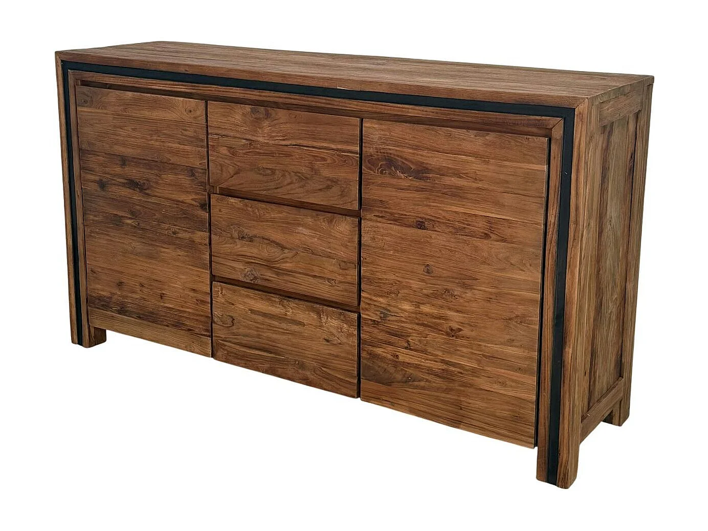 Buffet en bois recyclé de teck 2 portes 3 tiroirs VADOD