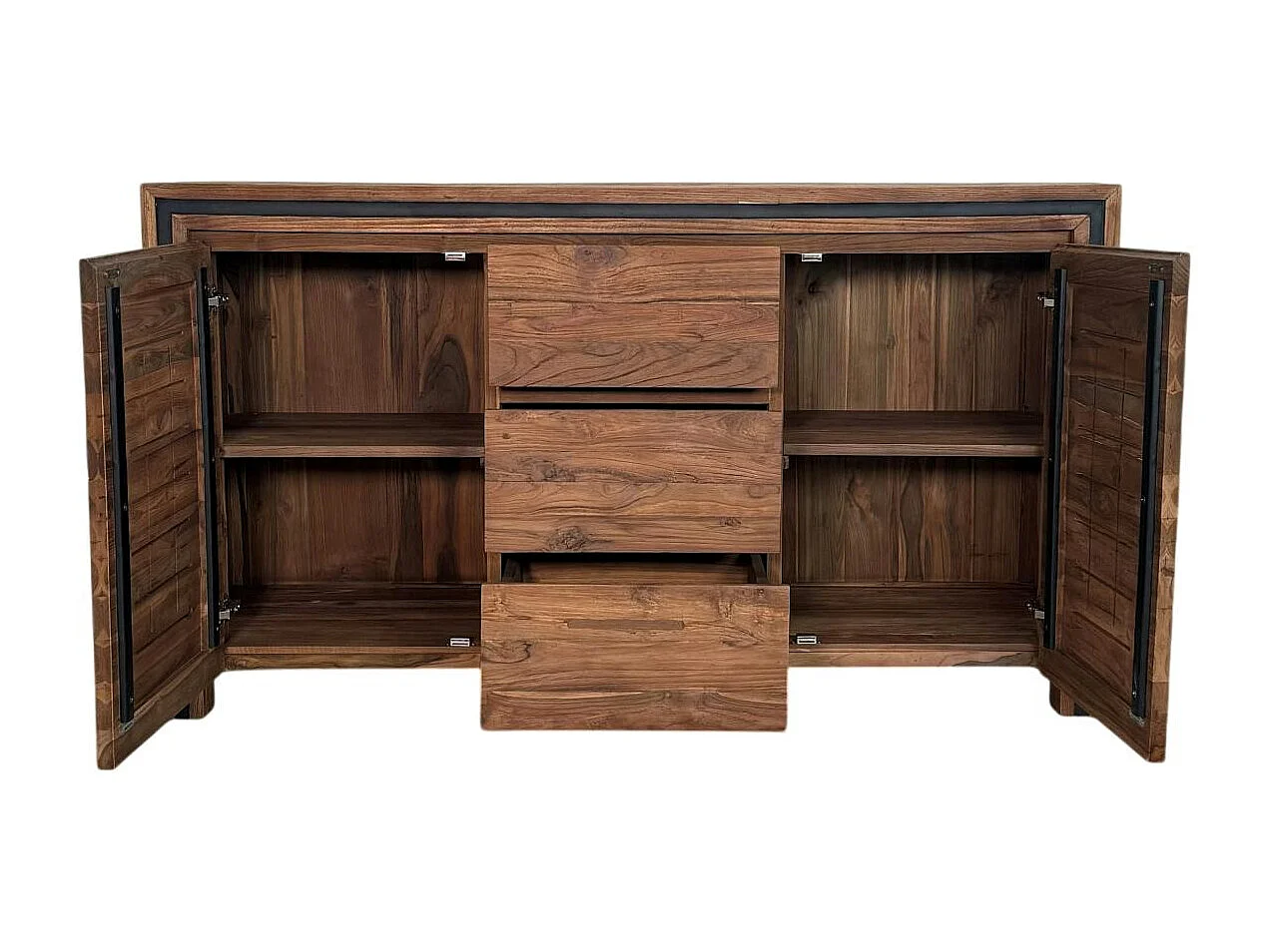 Buffet en bois recyclé de teck 2 portes 3 tiroirs VADOD