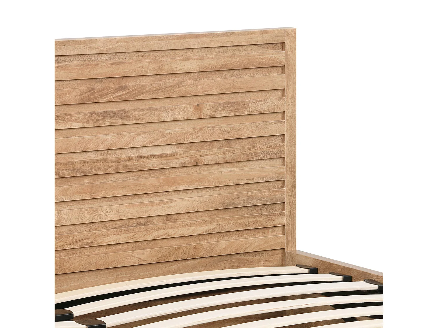 Lit coffre sommier à lattes et tête de lit 140x190cm décor bois naturel - Madere