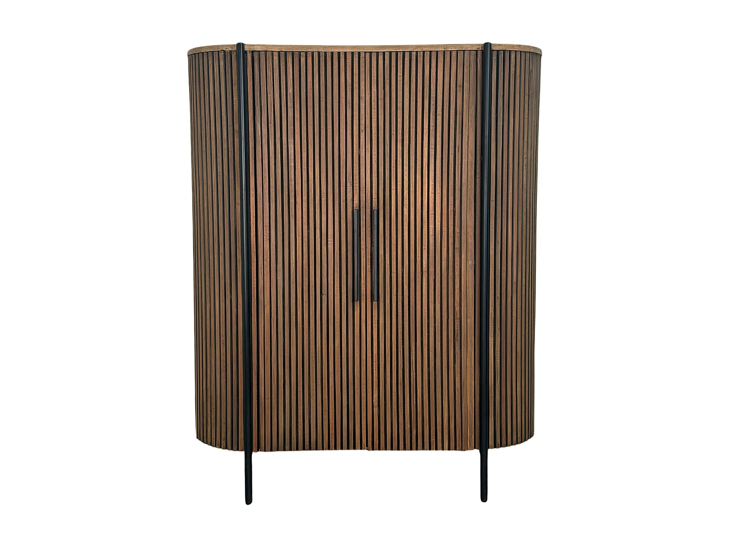 Buffet haut 2 portes côtés arrondis bois naturel TRANI