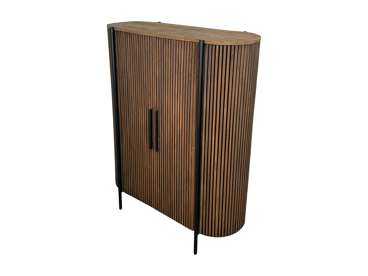 Buffet haut 2 portes côtés arrondis bois naturel TRANI