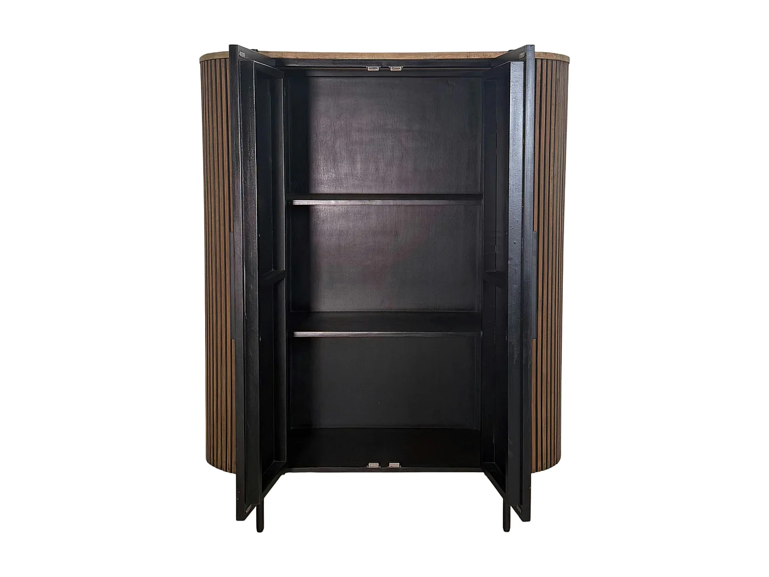 Buffet haut 2 portes côtés arrondis bois naturel TRANI