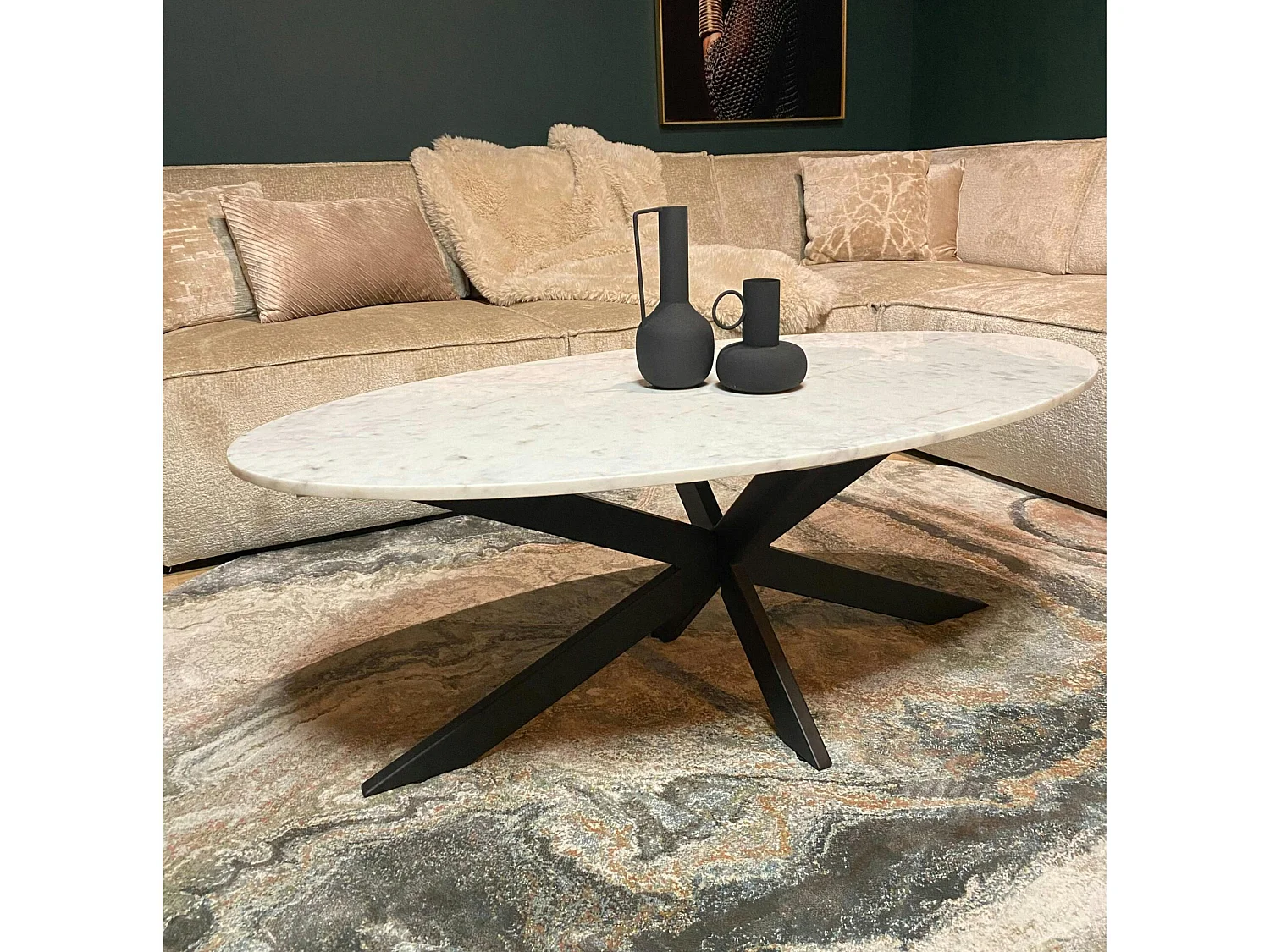 Table basse ovale en marbre blanc DUOMO