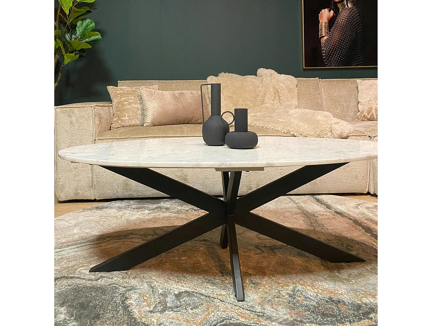 Table basse ovale en marbre blanc DUOMO