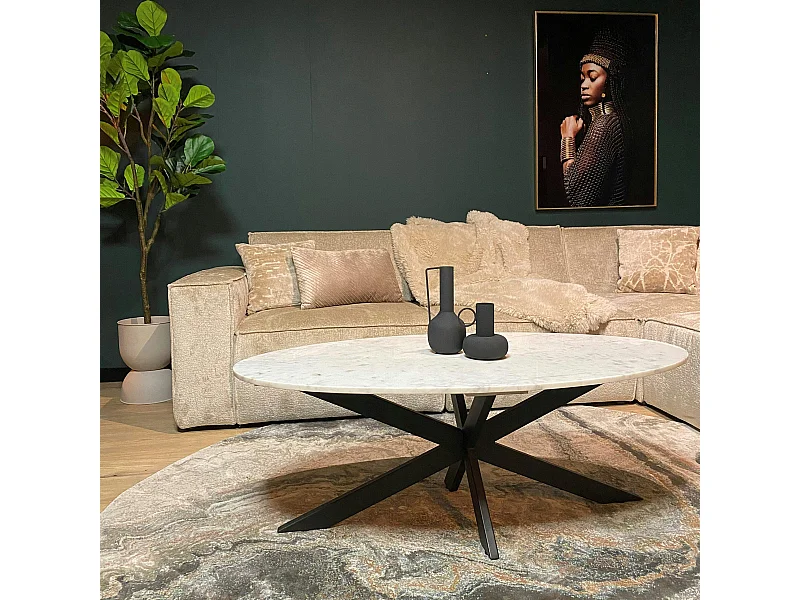Table basse ovale en marbre blanc DUOMO