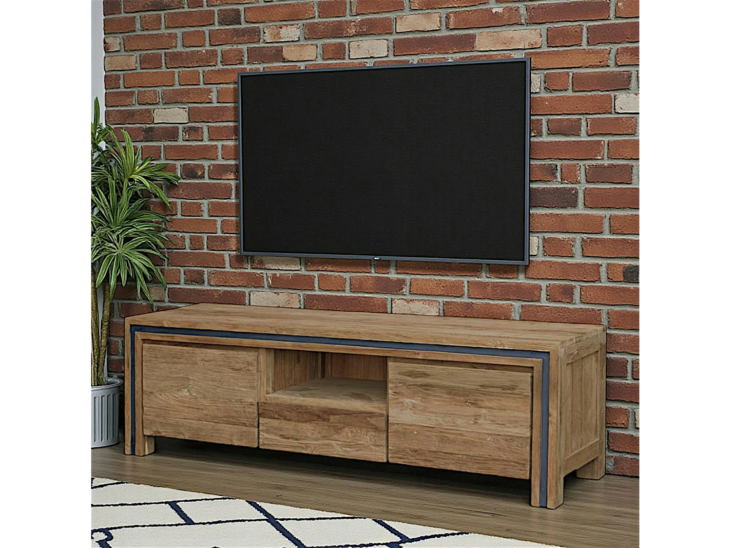 Meuble TV en bois recyclé de teck 2 portes VADOD