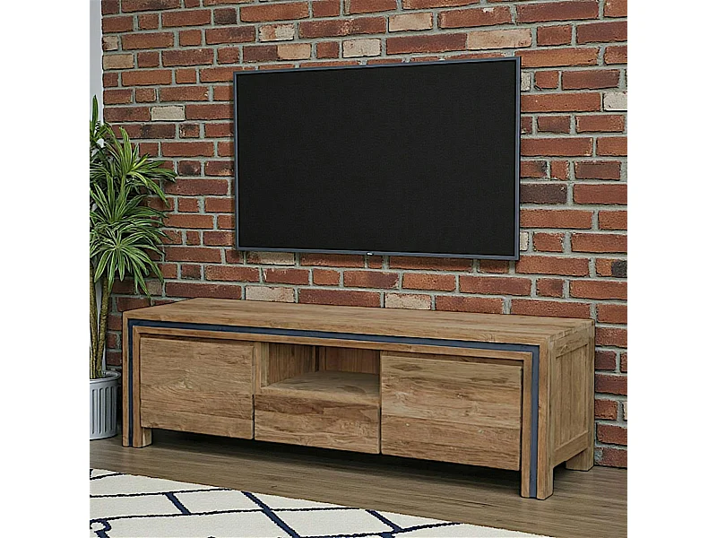 Meuble TV en bois recyclé de teck 2 portes VADOD