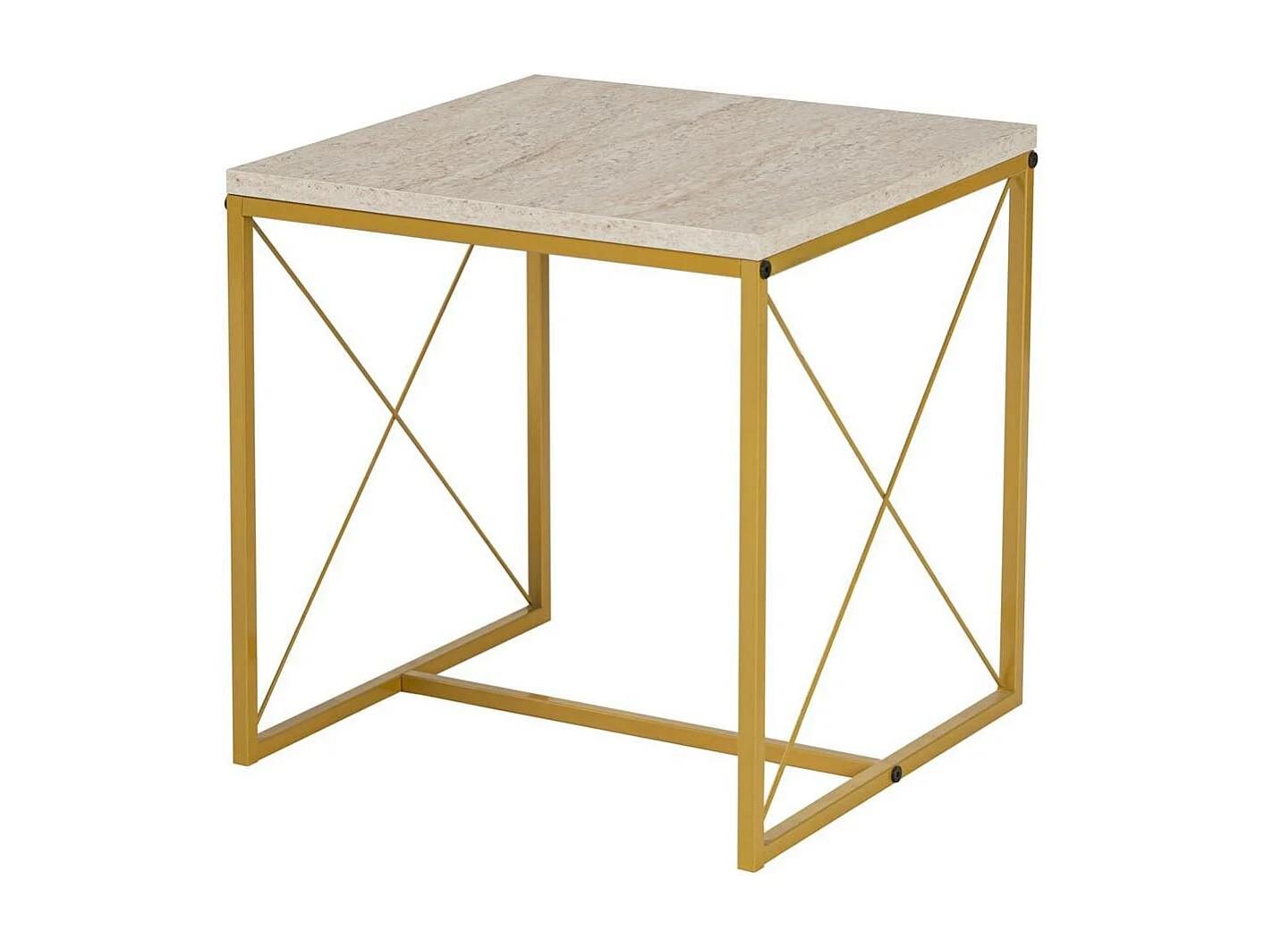 Table basse gigogne effet travertin pied doré (lot de 3) JENA