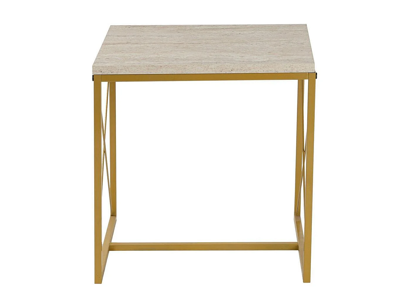 Table basse gigogne effet travertin pied doré (lot de 3) JENA