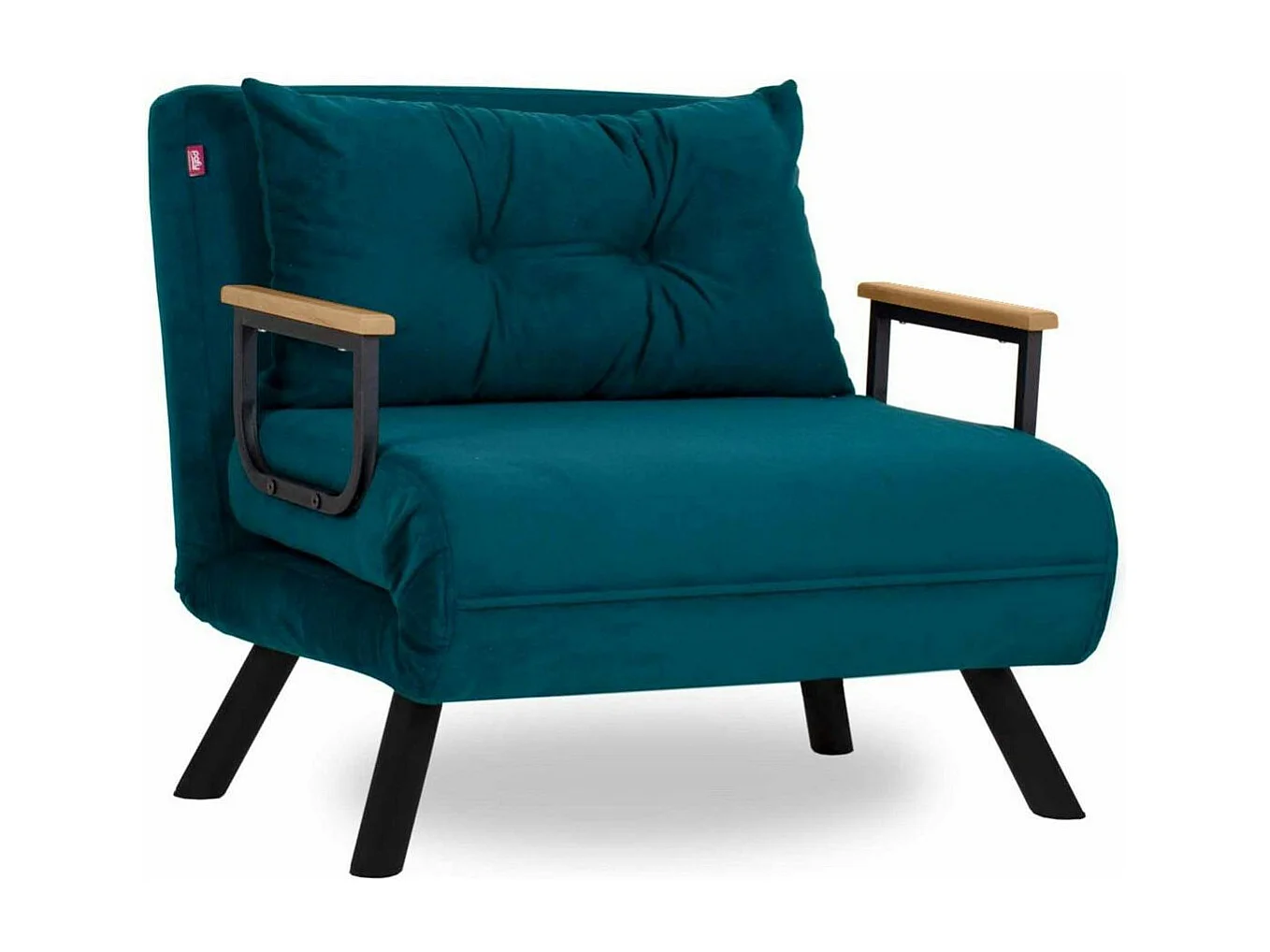 Fauteuil convertible bleu canard - coussin assorti MODI