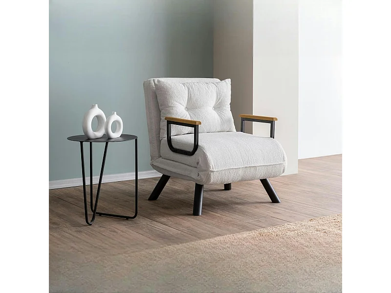 Fauteuil convertible blanc bouclette 1 place 175 cm MODI